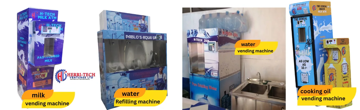 H-TECH milk vending, water refilling and cooking oil vending machines in Kenya
