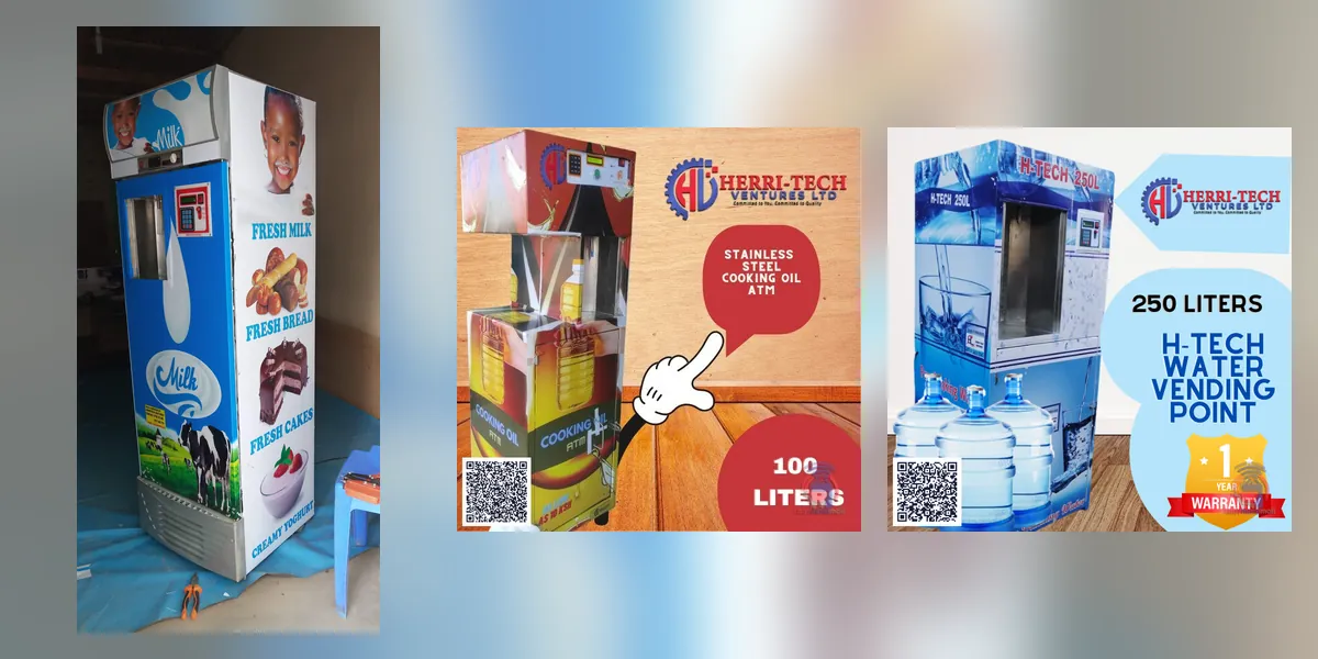 H-TECH milk, cooking oil and water vending machines
