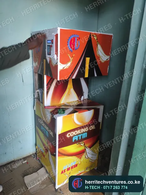 The cooking oil ATM installed in a shop, July 2022