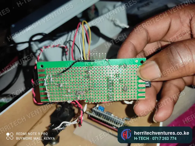 The controller circuit board, wired and soldered in our workshop, March 2022
