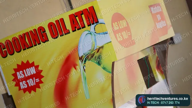A cooking oil ATM branding panel: "as low as 10/=", January 2019