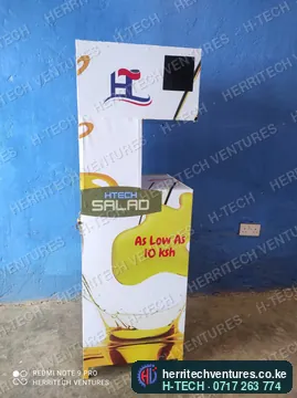 The same cabinet branded as an H-TECH Salad oil ATM, December 2021