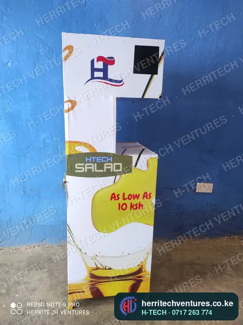 The same cabinet branded as an H-TECH Salad oil ATM, December 2021