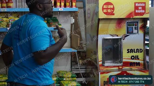 Our team setting up the salad oil ATM for the supermarket, January 2019