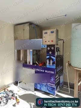 The installed station: control panel, refill points and storage tank, December 2021
