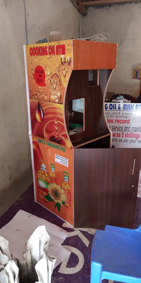 A cooking oil ATM with an MDF cabinet, September 2018