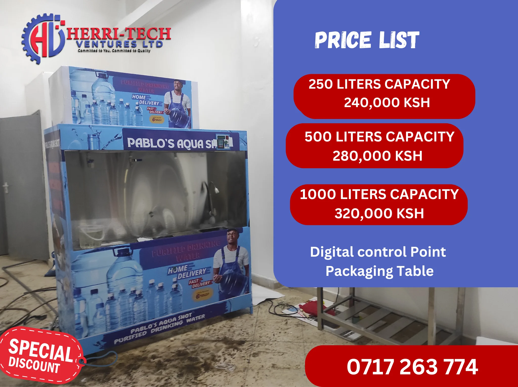 H-TECH municipal UF water refilling machine 250 500 and 1000 litre capacity price guide