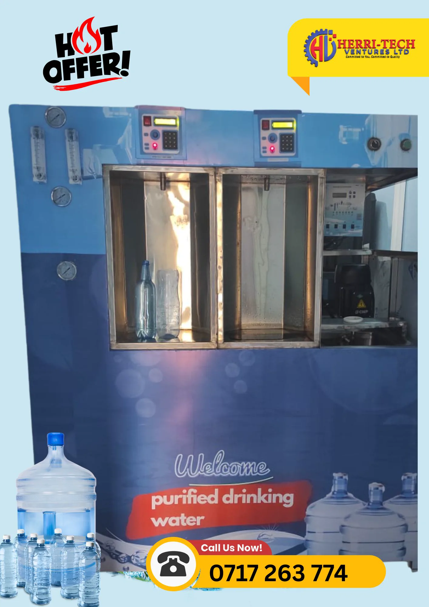 H-TECH 500 LPH stainless steel RO vending station plant in Kenya